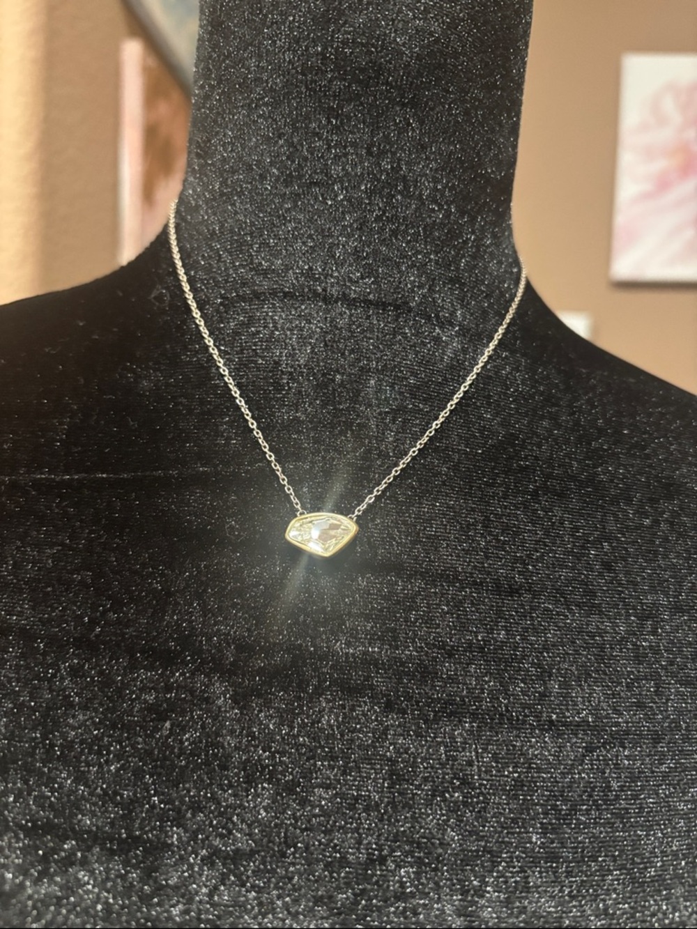 Delicate Gold-Tone Crystal Pendant Necklace - Women's Jewelry